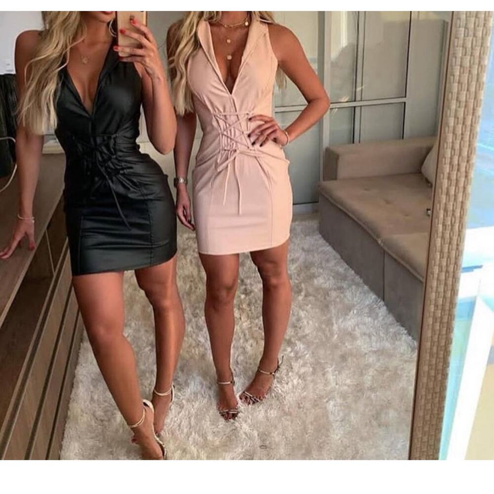 Mini Black dress in PU Made in Brazil